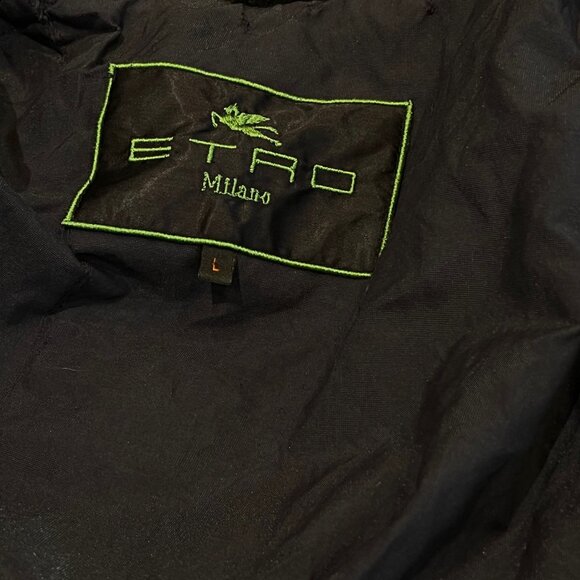 ETRO Milano Wool Blend Houndstooth Coat with Shearling Hood - Picture 12 of 14